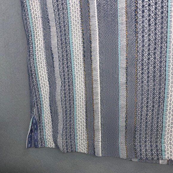 Tommy Bahama Shirt Men XL Blue Gray Striped Herringbone Camp Short Sleeve Pocket - Picture 7 of 12